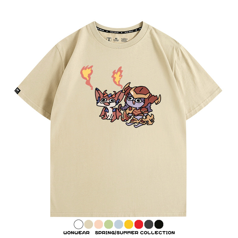 LOL聯盟卡通Q版英雄靈羅娃娃格溫斯莫德周邊短袖夏季男士純棉T恤