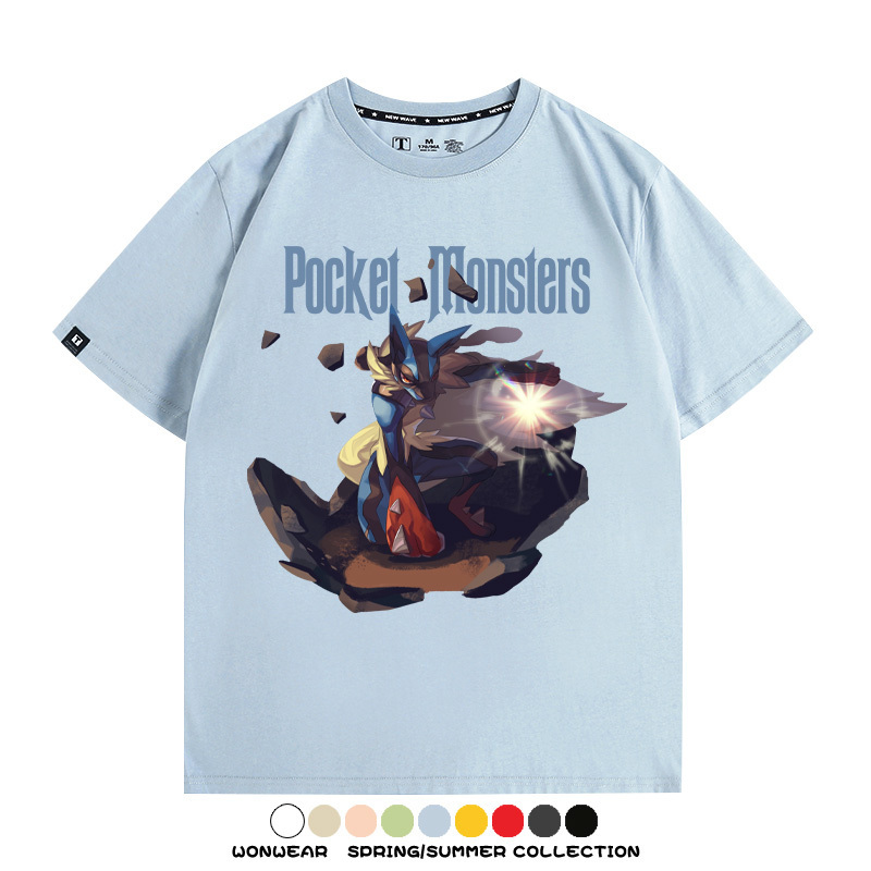 精靈寶可夢路卡利歐動漫周邊短袖T恤