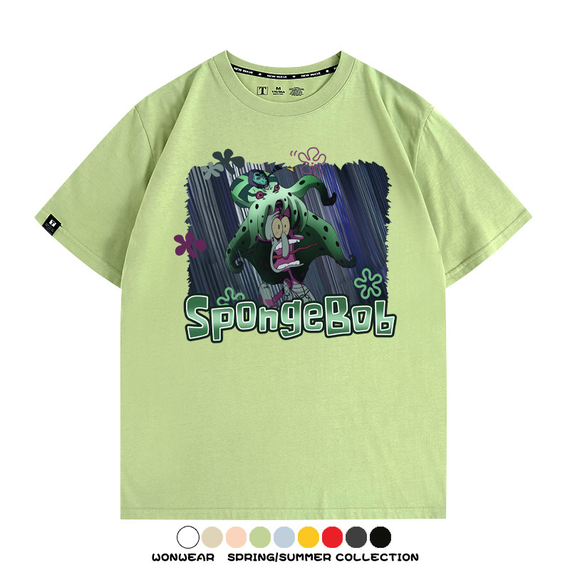 海綿寶寶章魚哥聯名JOJO奇妙冒險 親子情侶裝寬鬆短袖T