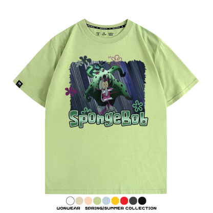 海綿寶寶章魚哥聯名JOJO奇妙冒險 親子情侶裝寬鬆短袖T