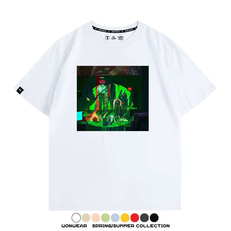 新世紀福音戰士EVA藝術插畫潮牌印花T恤夏季男潮純棉短袖寬鬆上衣