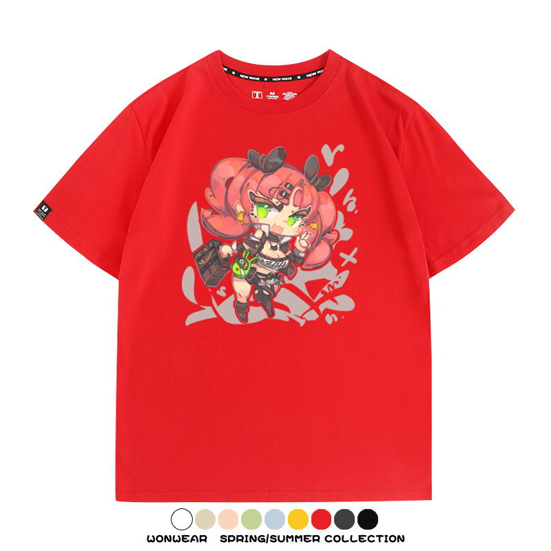 絕區零遊戲安比妮可可琳卡通Q版同款短袖夏季純棉T恤衫二次元COS