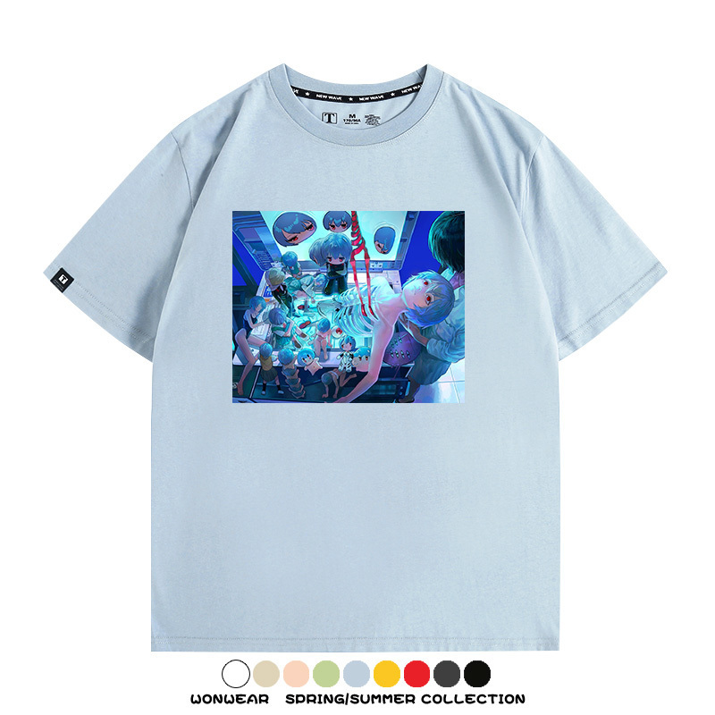 新世紀福音戰士EVA藝術插畫潮牌印花T恤夏季男潮純棉短袖寬鬆上衣
