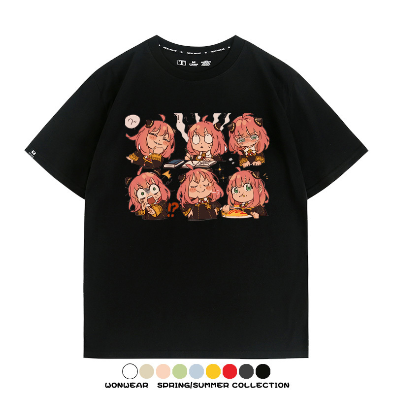 間諜家家酒動漫阿尼亞卡通可愛周邊情侶T恤衫夏季純棉短袖上衣潮