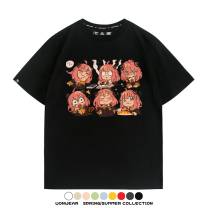 間諜家家酒動漫阿尼亞卡通可愛周邊情侶T恤衫夏季純棉短袖上衣潮