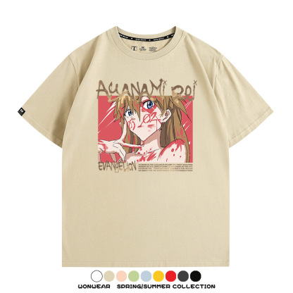 新世紀福音戰士EVA綾波麗明日香褚熏日系潮牌動漫青少年夏純棉T恤