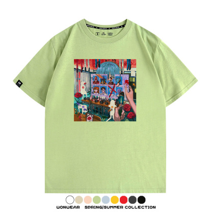 新世紀福音戰士EVA藝術插畫潮牌印花T恤夏季男潮純棉短袖寬鬆上衣