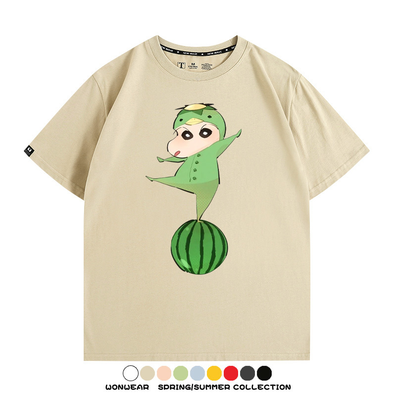 蠟筆小新河童聯名網紅表情包短袖上衣服情侶裝動漫周邊t恤衫半袖