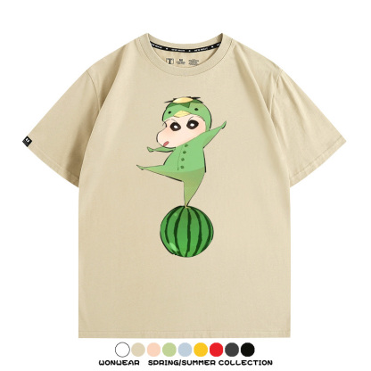 蠟筆小新河童聯名網紅表情包短袖上衣服情侶裝動漫周邊t恤衫半袖