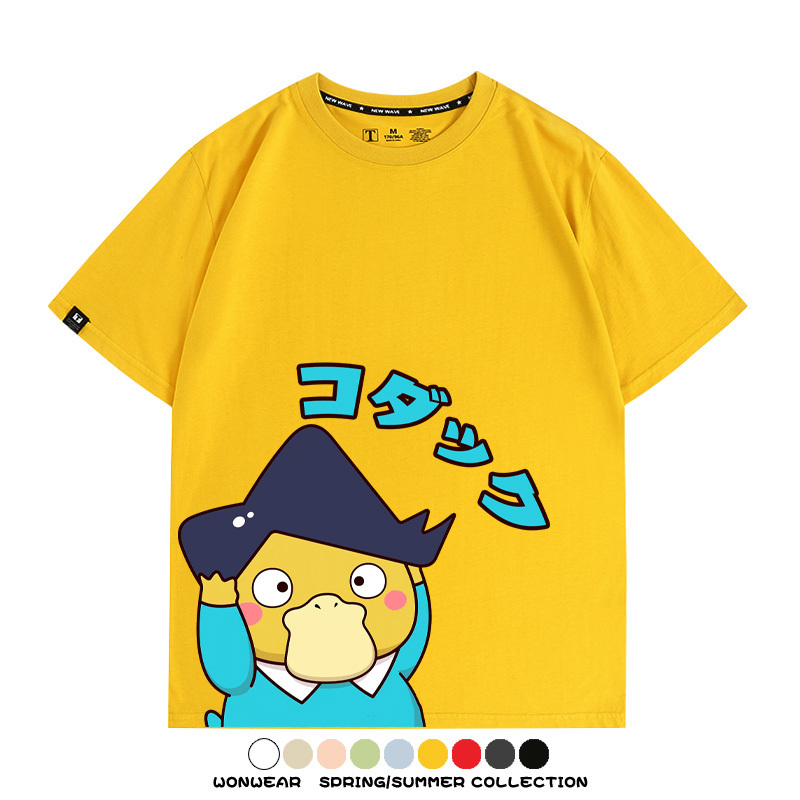 可達鴨cos蠟筆小新純棉t恤衫聯名卡通情侶裝周邊休閑短袖上衣服男