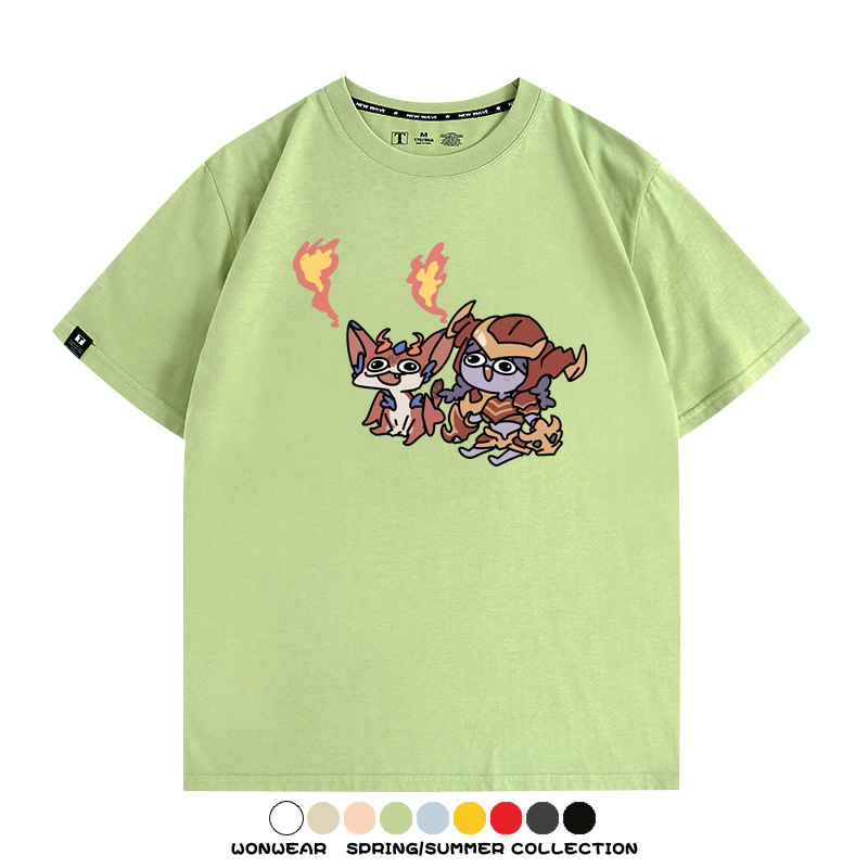 LOL聯盟卡通Q版英雄靈羅娃娃格溫斯莫德周邊短袖夏季男士純棉T恤