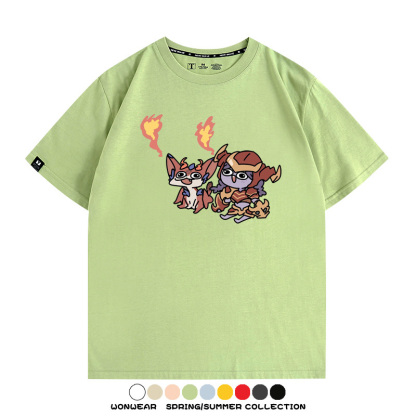 LOL聯盟卡通Q版英雄靈羅娃娃格溫斯莫德周邊短袖夏季男士純棉T恤