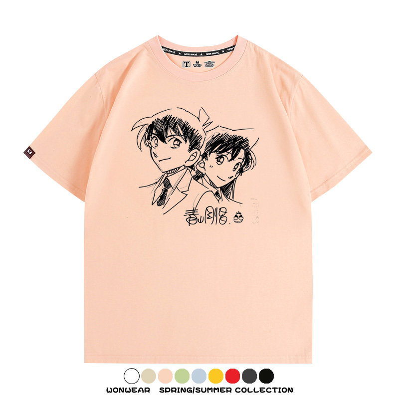 名偵探柯南灰原哀小蘭潮牌情侶原畫聯動周邊短袖夏季純棉T恤寬鬆