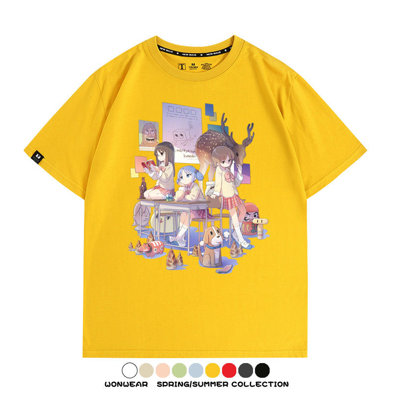 搞笑動漫日常二次元周邊短袖夏季男士純棉T恤衫青少年學生潮上衣
