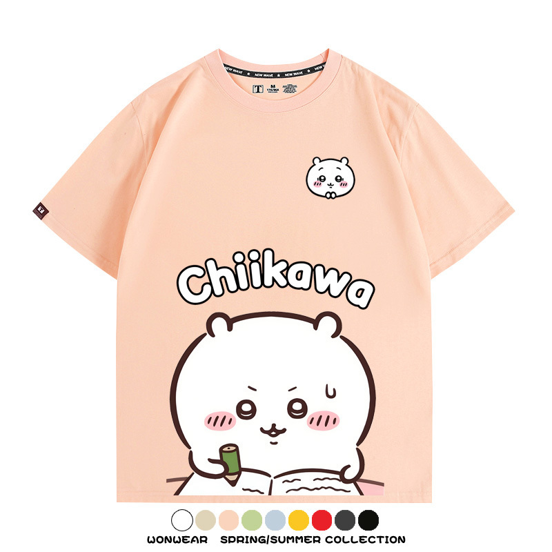 Chiikawa日系萌系吉伊卡哇可愛小八烏薩奇聯名短袖夏男純棉T恤衫