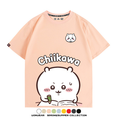 Chiikawa日系萌系吉伊卡哇可愛小八烏薩奇聯名短袖夏男純棉T恤衫