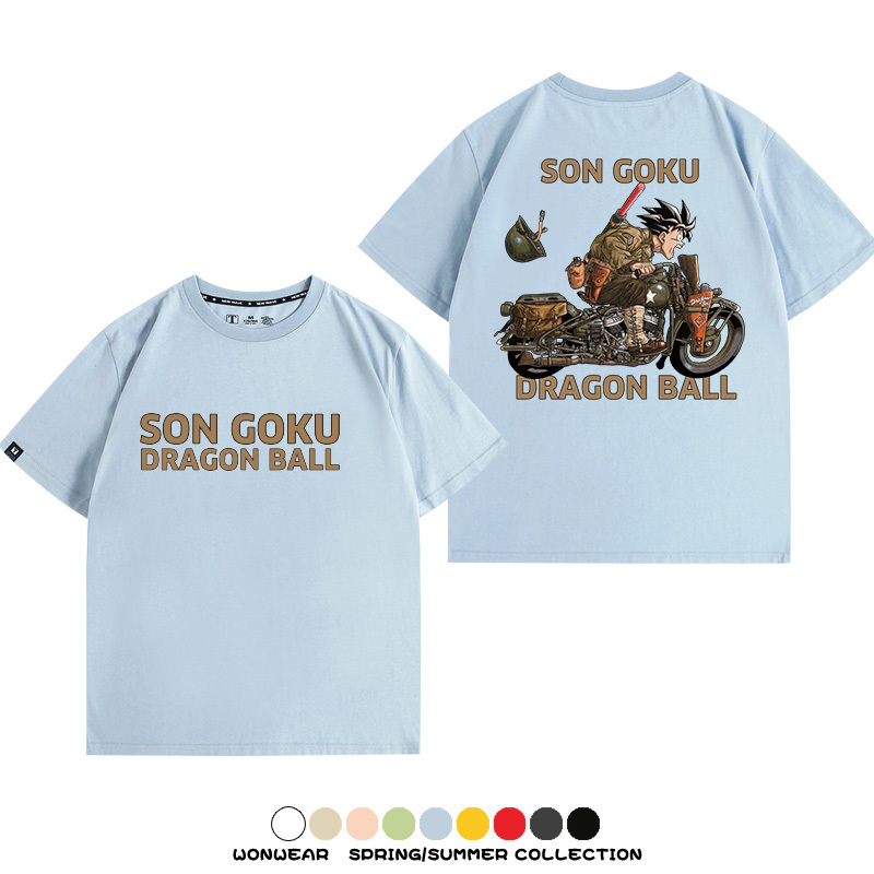 七龍珠日系動漫聯動機車鈴木悟空潮牌周邊短袖純棉寬鬆夏季男T恤