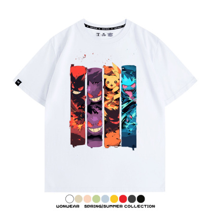 精靈寶可夢潮牌動漫 親子情侶裝寬鬆短袖T