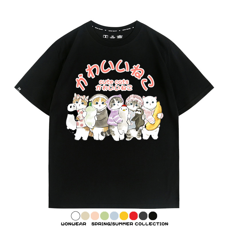 貓福珊迪可愛萌系學院風動漫周邊短袖T恤