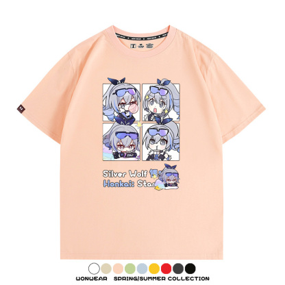 崩壞:星穹鐵道銀狼小姐 親子情侶寬鬆短袖T