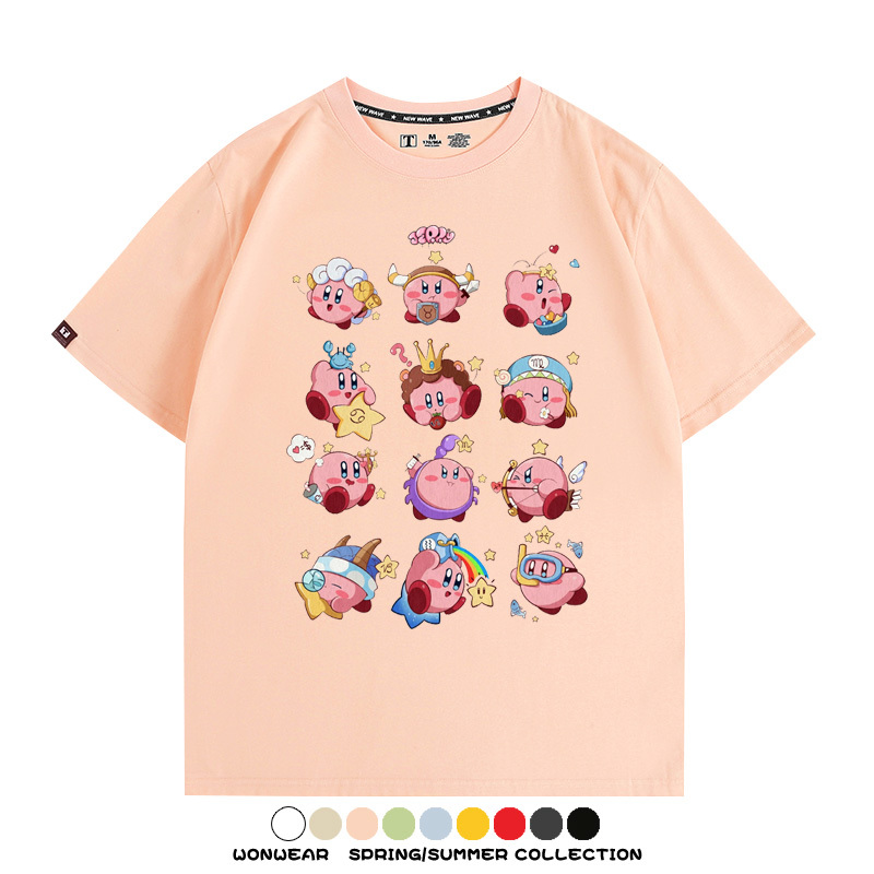 星之卡比任天堂遊戲周邊T恤十二星座生肖聯名款短袖夏季情侶上衣