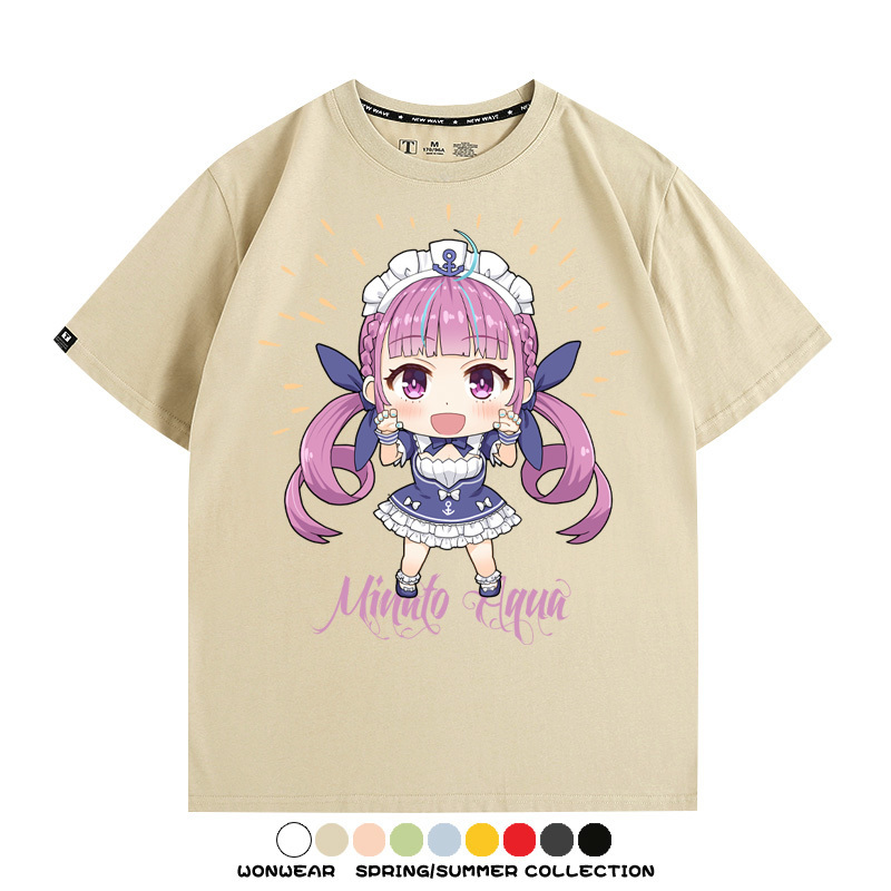 Hololive虛擬主播vtuber湊阿庫婭 親子情侶裝寬鬆短袖T