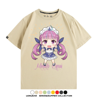 Hololive虛擬主播vtuber湊阿庫婭 親子情侶裝寬鬆短袖T