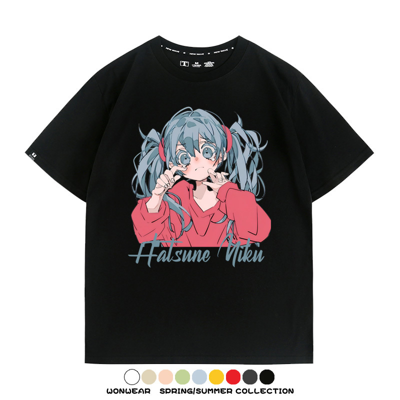 初音未來二次元卡通短袖miku日系街潮印花T恤衫夏季寬鬆時尚百搭