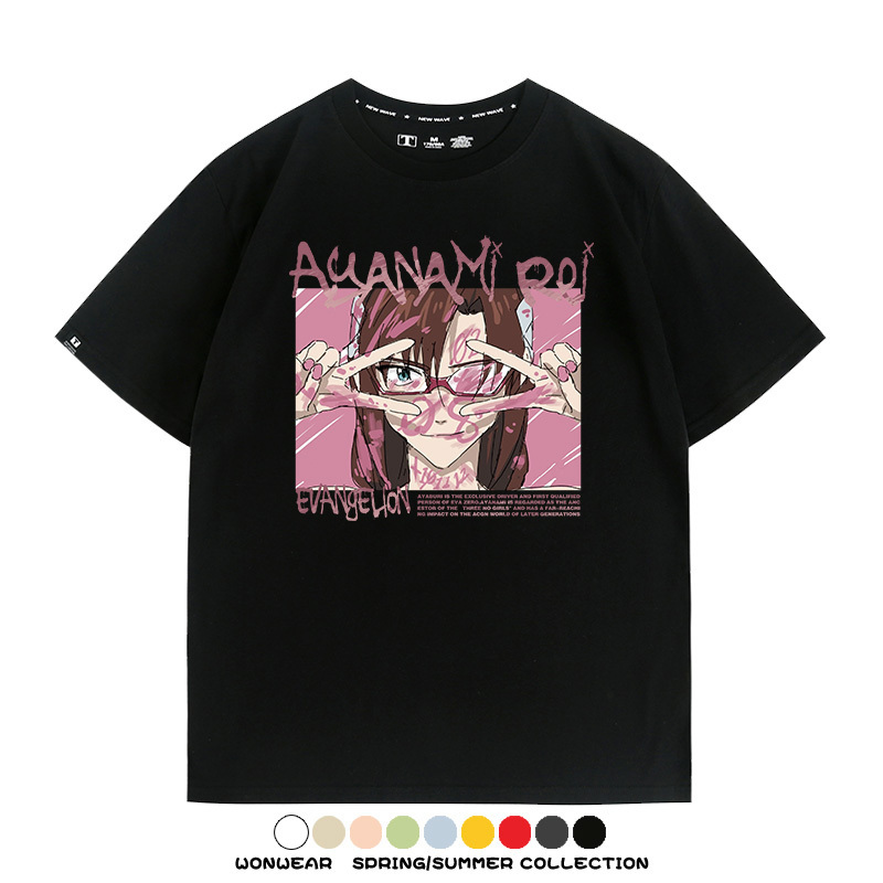 新世紀福音戰士EVA綾波麗明日香褚熏日系潮牌動漫青少年夏純棉T恤