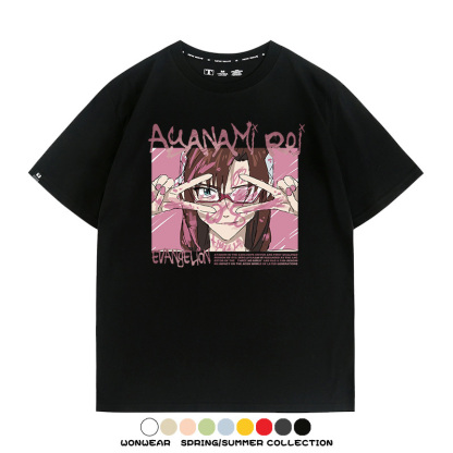 新世紀福音戰士EVA綾波麗明日香褚熏日系潮牌動漫青少年夏純棉T恤