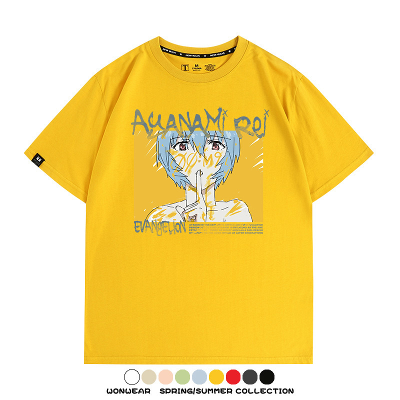 新世紀福音戰士EVA綾波麗明日香褚熏日系潮牌動漫青少年夏純棉T恤