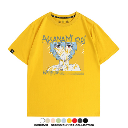 新世紀福音戰士EVA綾波麗明日香褚熏日系潮牌動漫青少年夏純棉T恤