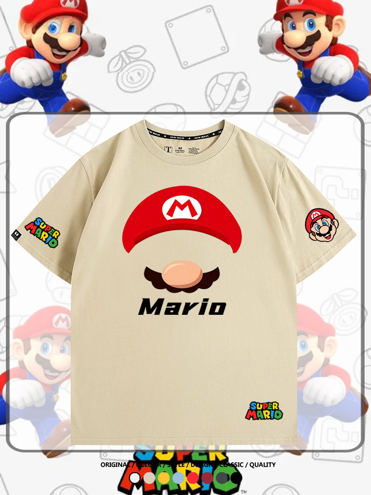 瑪利歐超級瑪麗路易吉兄弟帽子任天堂T恤周邊短袖夏季男潮流寬鬆