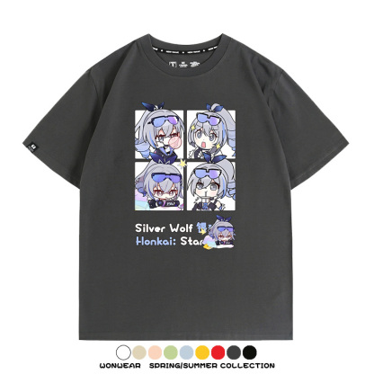 崩壞:星穹鐵道銀狼小姐 親子情侶寬鬆短袖T