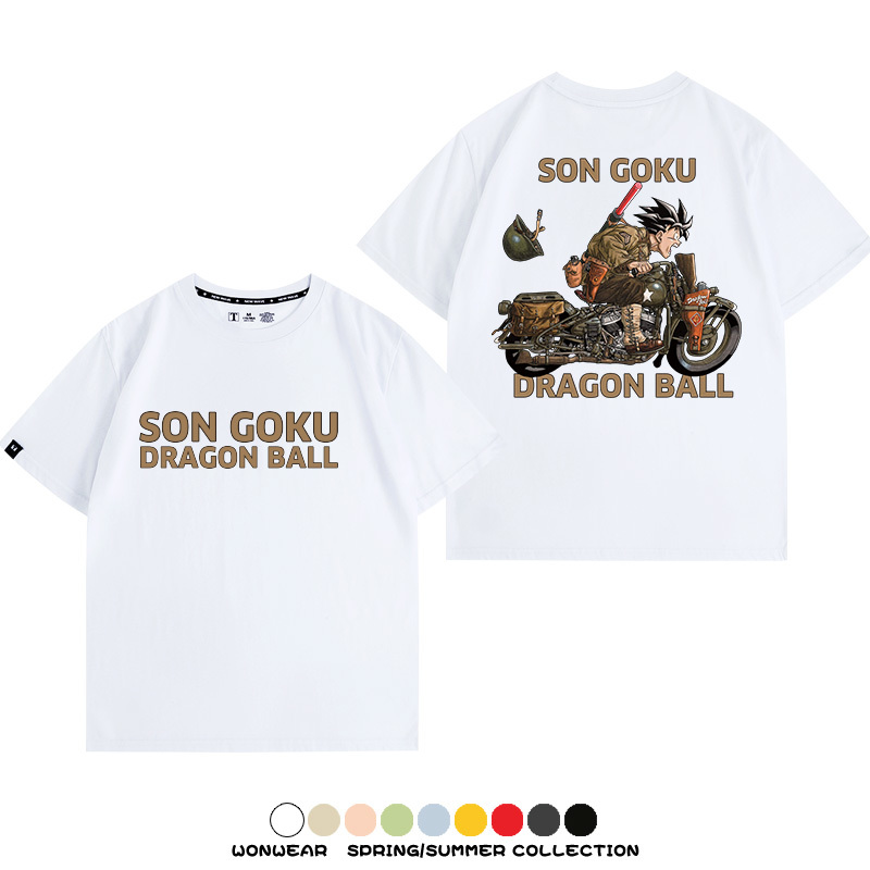 七龍珠日系動漫聯動機車鈴木悟空潮牌周邊短袖純棉寬鬆夏季男T恤