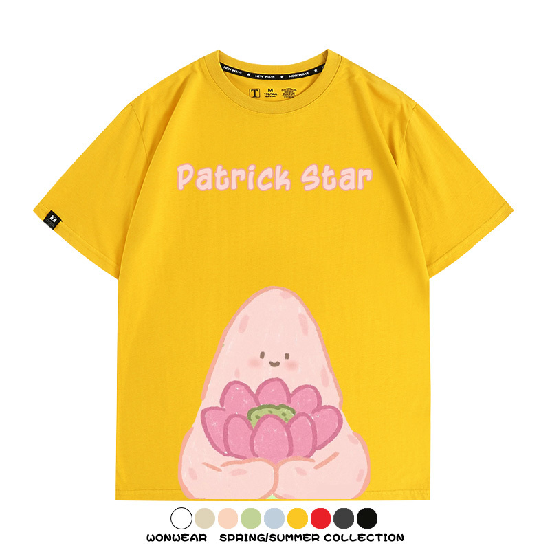 海綿寶寶派大星Q版短袖上衣服佛系好運蓮蓮卡通t恤衫純棉休閒半袖