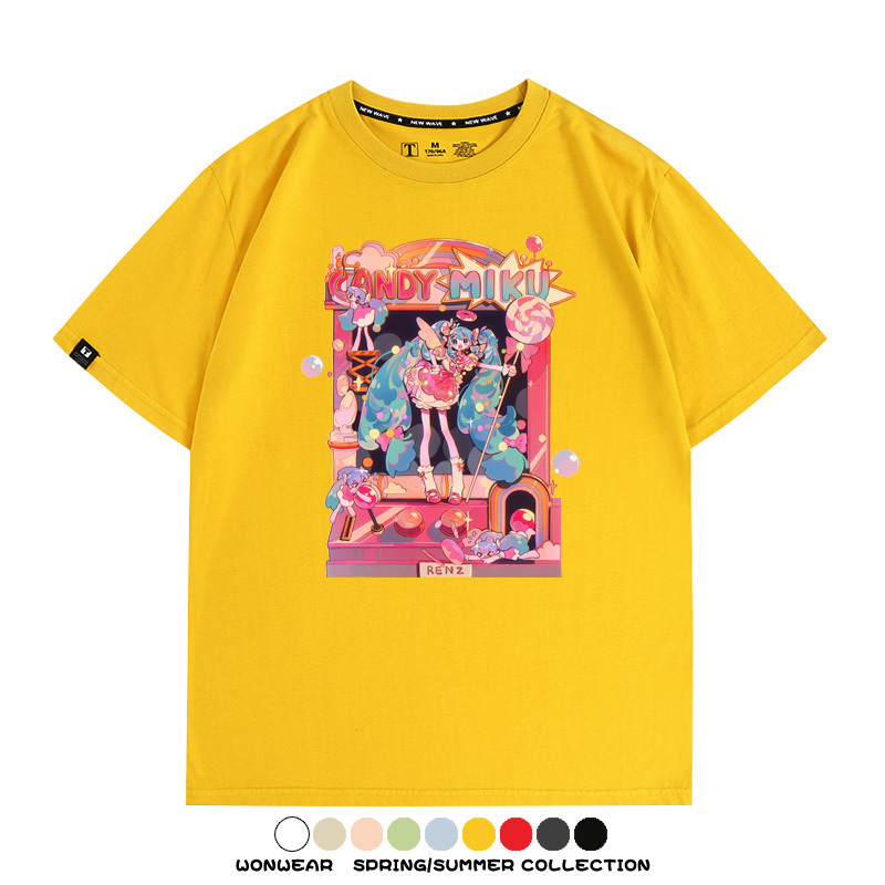 寶可夢歌姬美洛耶塔聯動MIKU初音未來周邊短袖T恤衫夏季純棉上衣寬鬆