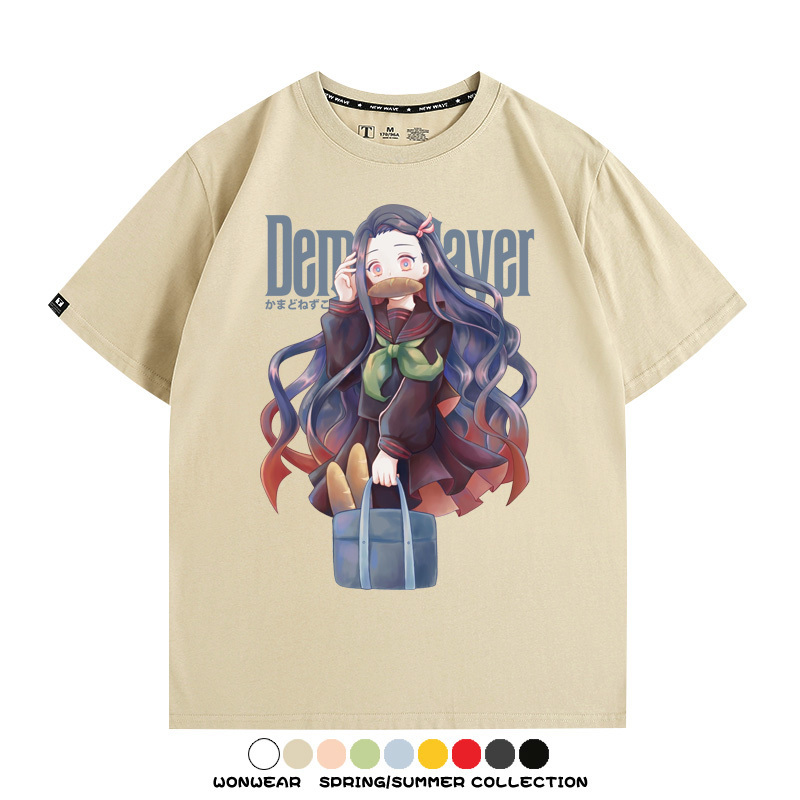 鬼滅之刃禰豆子動漫周邊聯名短袖上衣服卡通純棉t恤衫男夏季半袖