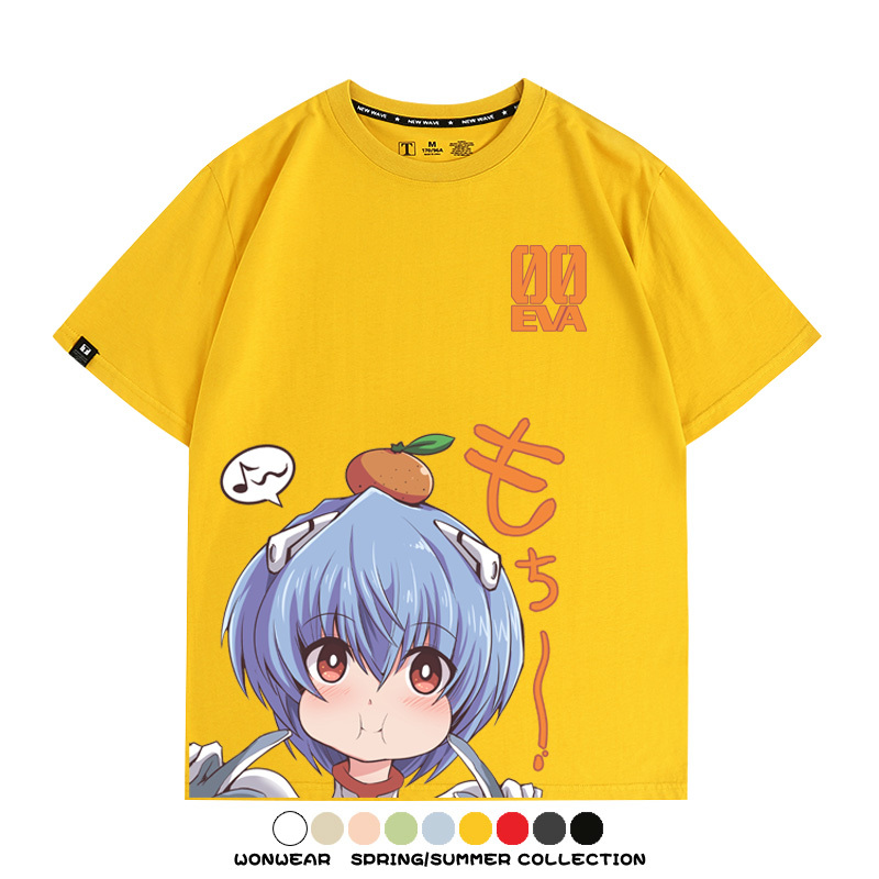 綾波麗Q版短袖上衣服EVA福音戰士動漫周邊純棉半袖卡通情侶t恤衫