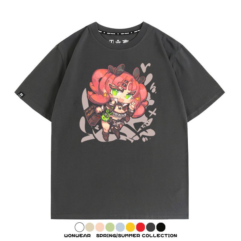 絕區零遊戲安比妮可可琳卡通Q版同款短袖夏季純棉T恤衫二次元COS