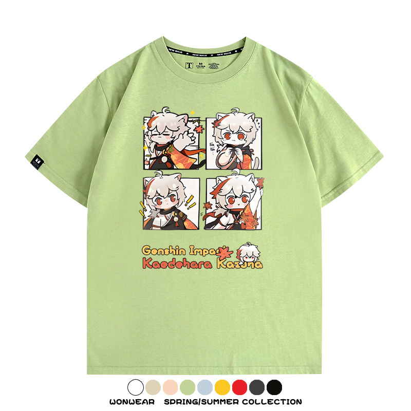原神遊戲散兵可莉芙寧娜胡桃可愛Q版二次元周邊夏男純棉T恤衫短袖