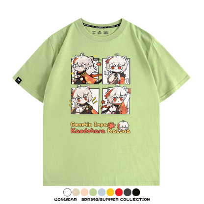 原神遊戲散兵可莉芙寧娜胡桃可愛Q版二次元周邊夏男純棉T恤衫短袖