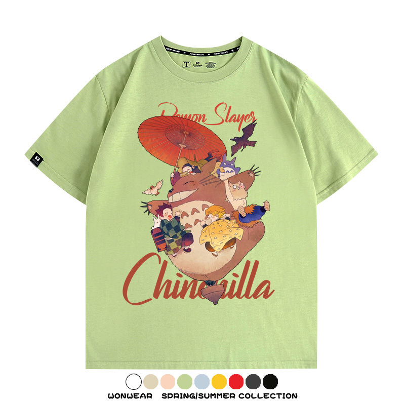 宮崎駿龍貓x鬼滅之刃動漫周邊短袖T恤