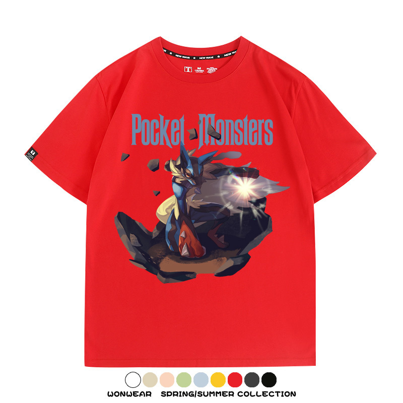 精靈寶可夢路卡利歐動漫周邊短袖T恤