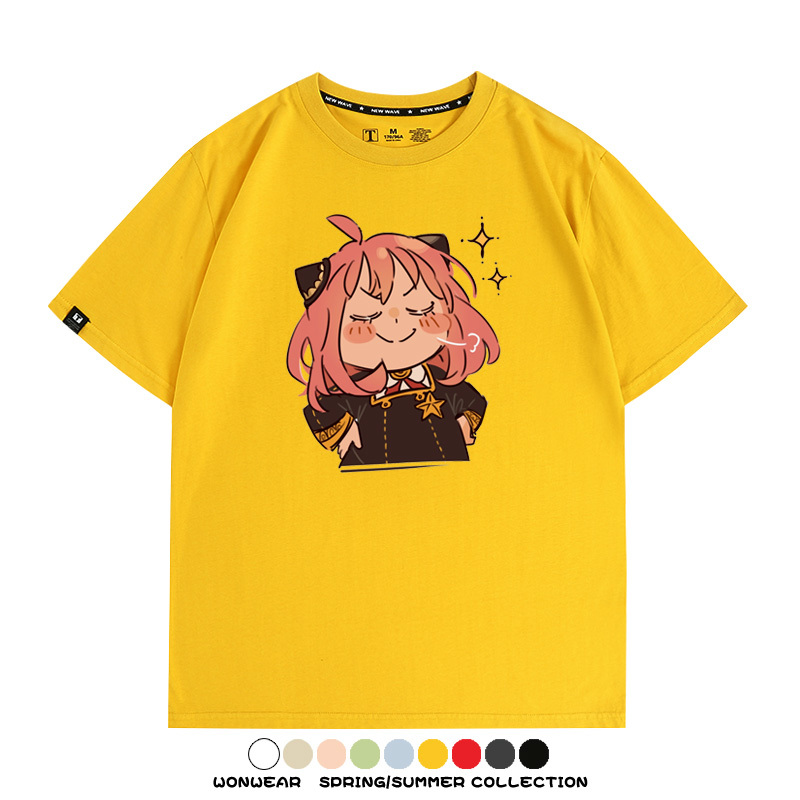 間諜家家酒動漫阿尼亞卡通可愛周邊情侶T恤衫夏季純棉短袖上衣潮