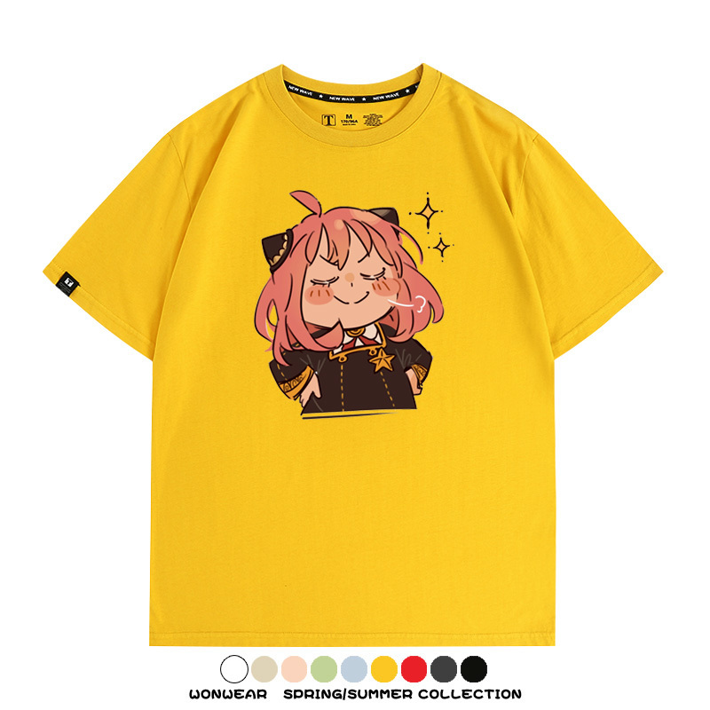 間諜家家酒動漫阿尼亞卡通可愛周邊情侶T恤衫夏季純棉短袖上衣潮