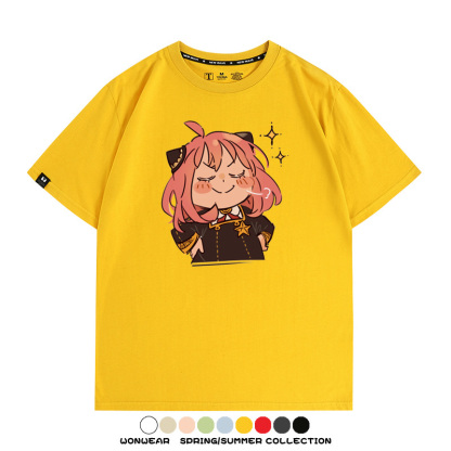 間諜家家酒動漫阿尼亞卡通可愛周邊情侶T恤衫夏季純棉短袖上衣潮