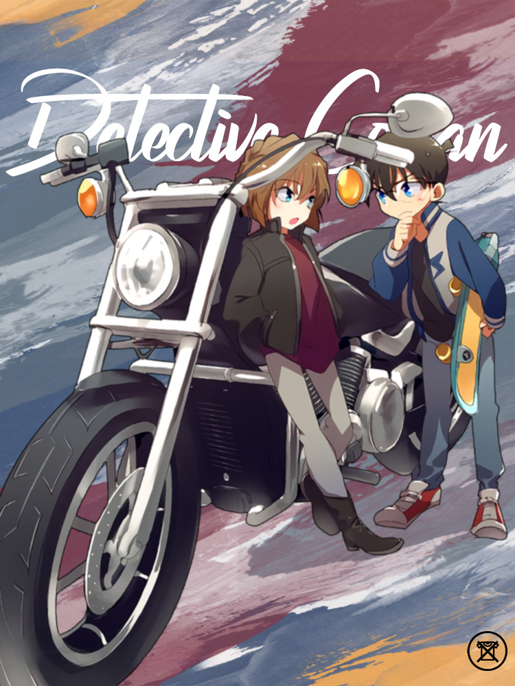 名偵探柯南灰原哀聯名機車 親子情侶裝寬鬆短袖T