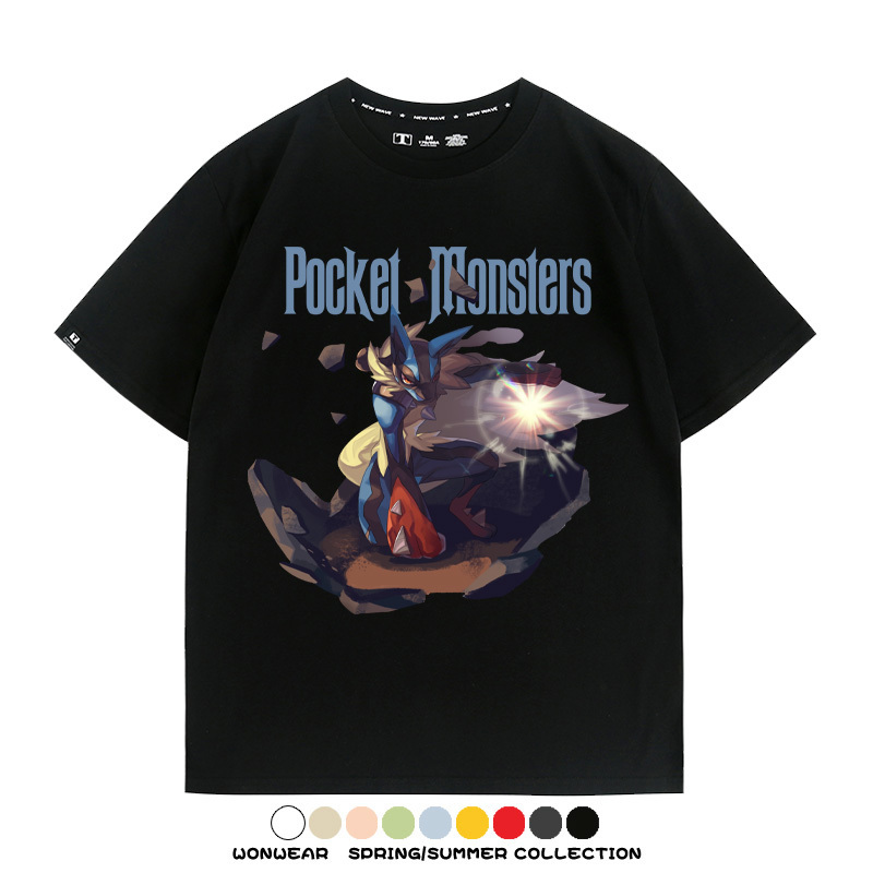 精靈寶可夢路卡利歐動漫周邊短袖T恤