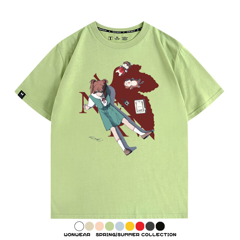 EVA新世紀福音戰士動漫明日香潮牌聯名短袖純棉T恤夏季情侶寬鬆上衣